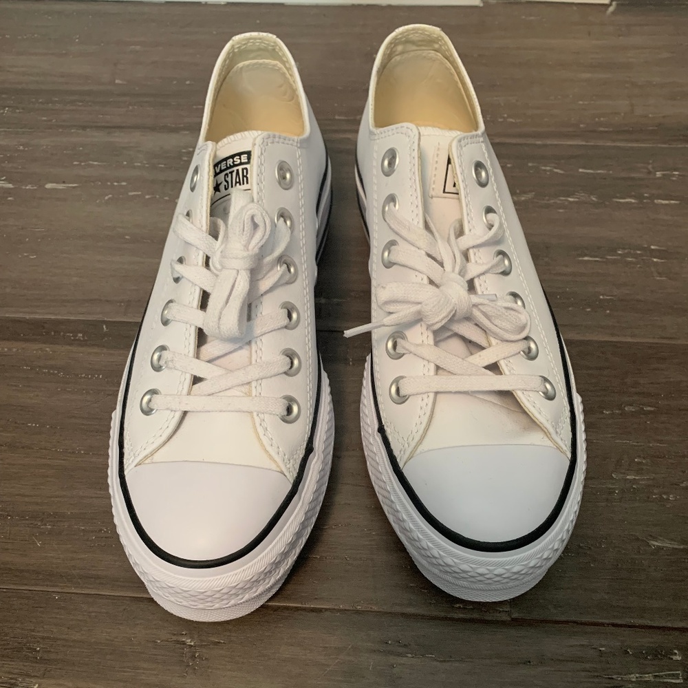 White Leather Chuck Taylor Platform Sneaker-6 1/2